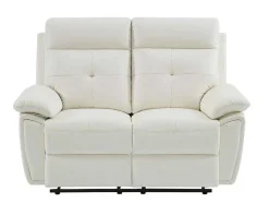 3- + 2-Zits-Relaxbank Van Wit Leer Vineta