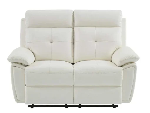 3- + 2-Zits-Relaxbank Van Wit Leer Vineta