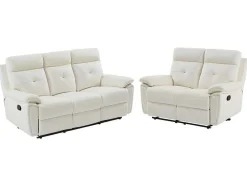 3- + 2-Zits-Relaxbank Van Wit Leer Vineta