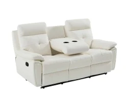 3- + 2-Zits-Relaxbank Van Wit Leer Vineta