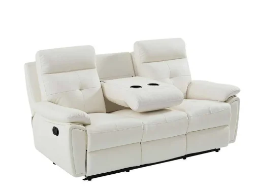 3- + 2-Zits-Relaxbank Van Wit Leer Vineta