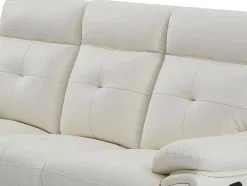 3- + 2-Zits-Relaxbank Van Wit Leer Vineta