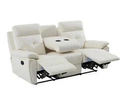 3- + 2-Zits-Relaxbank Van Wit Leer Vineta