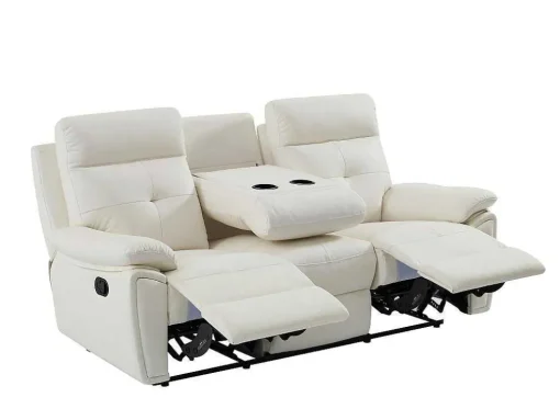 3- + 2-Zits-Relaxbank Van Wit Leer Vineta