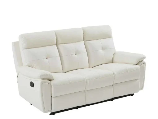 3- + 2-Zits-Relaxbank Van Wit Leer Vineta