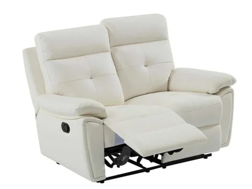 3- + 2-Zits-Relaxbank Van Wit Leer Vineta
