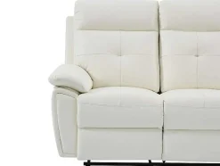 3- + 2-Zits-Relaxbank Van Wit Leer Vineta