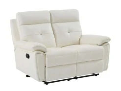 3- + 2-Zits-Relaxbank Van Wit Leer Vineta