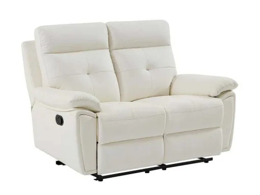 3- + 2-Zits-Relaxbank Van Wit Leer Vineta