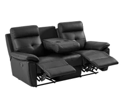 3-Zits-Relaxbank Van Zwart Leer Vineta