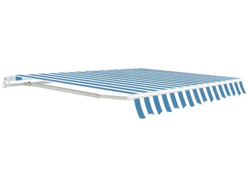 Zonnewering Paleas - Handmatig - 3,95 X 2,5M - Blauw En Wit