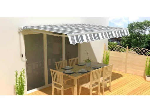 Zonnewering Paleas - Handmatig - 3,95 X 2,5M - Grijs En Wit