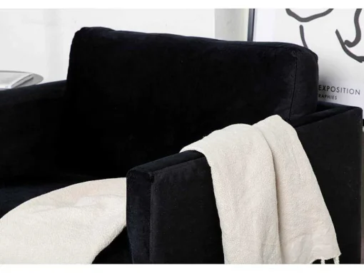Zoom Fauteuil Velours Zwart.