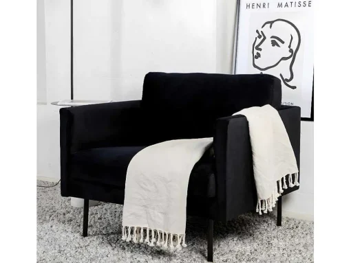 Zoom Fauteuil Velours Zwart.