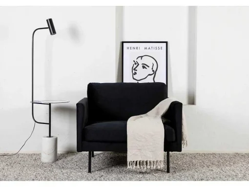 Zoom Fauteuil Velours Zwart.