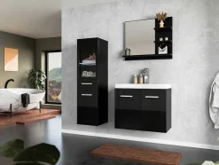 Zwarte Badkamerkolom Met Leds - L30 X B30 X H109 Cm - Laurine