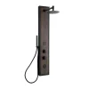 Zwarte Douchekolom Met Massagestralen Met Houten Decoratie - H127 X L48,5 Cm - Ubala
