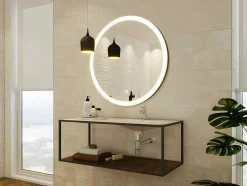 Zwarte Ronde Lichtgevende Badkamerspiegel Met Leds - D. 80 Cm - Numea