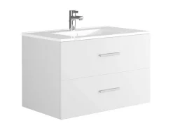 Zwevend Badkamermeubel Met Enkele Wastafel - Wit - 80 Cm - Kayla