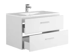 Zwevend Badkamermeubel Met Enkele Wastafel - Wit - 80 Cm - Kayla