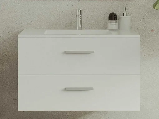 Zwevend Badkamermeubel Met Enkele Wastafel - Wit - 80 Cm - Kayla