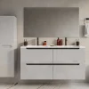 Zwevend Wastafelmeubel Met Dubbel Inbouwbekken - Wit - 120 Cm - Selita