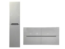 Zwevend Wastafelmeubel Met Dubbel Inbouwbekken En Kast - Grijs - 120 Cm - Selita