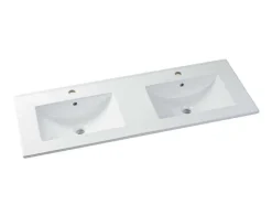 Zwevend Wastafelmeubel Met Dubbel Inbouwbekken En Kast - Wit - 120 Cm - Selita
