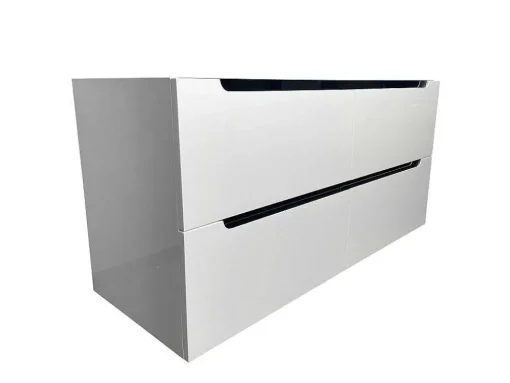 Zwevend Wastafelmeubel Met Dubbel Inbouwbekken - Wit - 120 Cm - Selita