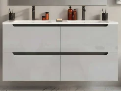 Zwevend Wastafelmeubel Met Dubbel Inbouwbekken - Wit - 120 Cm - Selita