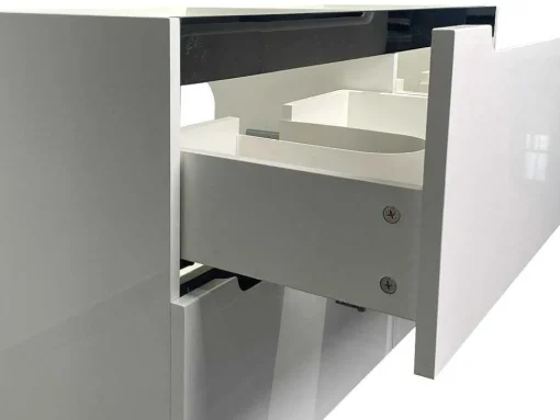 Zwevend Wastafelmeubel Met Dubbel Inbouwbekken En Kast - Wit - 120 Cm - Selita