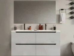 Zwevend Wastafelmeubel Met Dubbel Inbouwbekken - Wit - 120 Cm - Selita