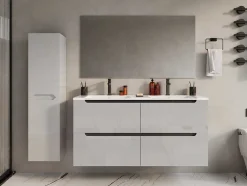 Zwevend Wastafelmeubel Met Dubbel Inbouwbekken En Kast - Wit - 120 Cm - Selita