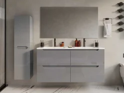 Zwevend Wastafelmeubel Met Dubbel Inbouwbekken - Grijs - 120 Cm - Selita