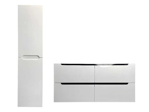 Zwevend Wastafelmeubel Met Dubbel Inbouwbekken En Kast - Wit - 120 Cm - Selita